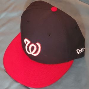 Red navy new era washington nationals hat sz 6 7/8